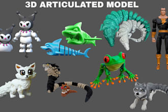 create 3d articulated model flexi toy flexi animal stl file for 3d printing