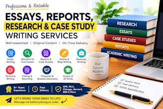 do essays, report, paper, case study analysis, research and summaries