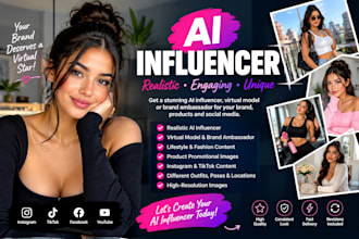create a realistic ai influencer ai model virtual model and brand ambassador