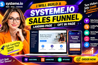 build systeme io sales funnel, systeme io landing page, opt in page, systeme io