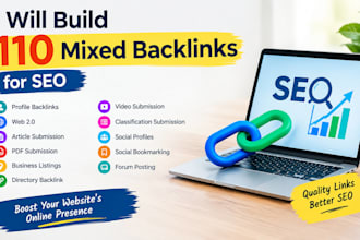 build 110 high quality mixed backlinks for SEO