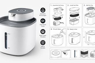 create product instruction manual illustration, assembly and technical lineart