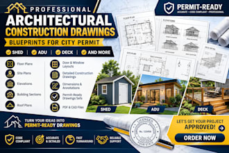 draft architectural construction drawing blueprint shed adu deck for city permit