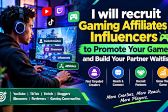 recruit waitlist gaming affiliates and influencers for online game promotion
