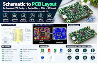 convert your schematic into professional pcb layout, gerber and bom files