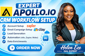 setup clay com, hubspot, zoho crm, n8n, apollo io, dubsaudo crm and monday crm