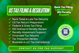 file back taxes, late tax returns and resolve irs penalties