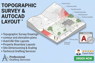 create topographic survey and autocad layouts