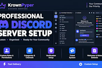 create a professional discord server with custom roles,
