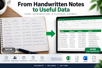 digitize handwritten lists and records into excel or word