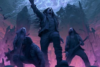 create a dark and powerful metal band poster illustration