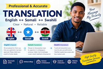 translate engilish somali and swahili professionally