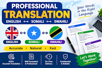 translate engilish somali and swahili accurately