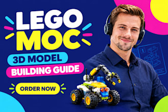 design custom lego moc, 3d lego model, lego gift with building instructions