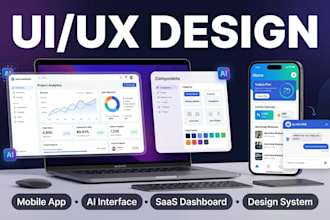 mobile app UI UX, ai app design, saas dashboard, design system figma