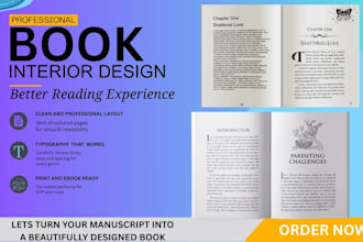 do book interior design layout design and  typesetting for paperback and ebook
