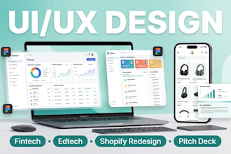 fintech UI UX, edtech app, shopify redesign, pitch deck, website UI figma