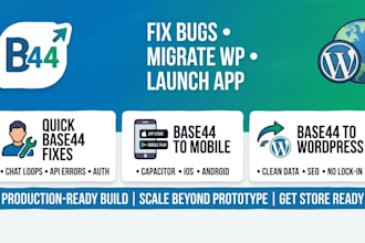 fix base44 bugs migrate base44 to wordpress convert base44 app to ios