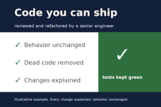 review, clean up, and refactor your code, tests kept green
