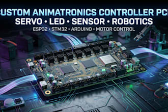 design custom animatronics controller pcb for robotics, servos, leds and sensors
