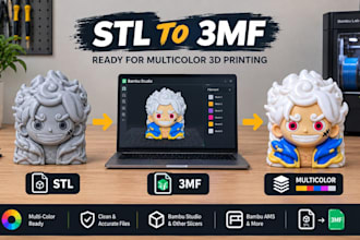 convert stl to 3mf for bambu studio, multicolor printing, ams and 3d slicing pro