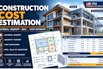 do texas USA construction cost estimation, material takeoff, boq