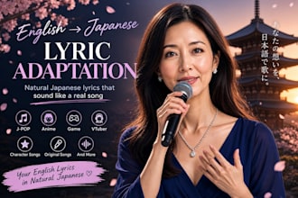adapt your english lyrics into natural japanese for jpop anime and vtuber songs