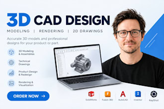 do 3d cad design, 3d industrial design and cad modeling for product design