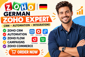 do german zoho crm, zoho automation, zoho flow, zoho campaign and zoho commerce