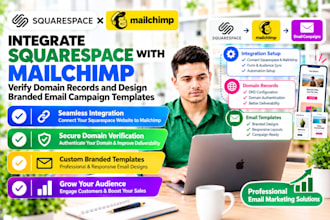 integrate squarespace with mailchimp, verify domain records and design branded