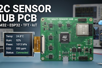 design i2c sensor hub pcb with stm32 esp32 tft display and iot