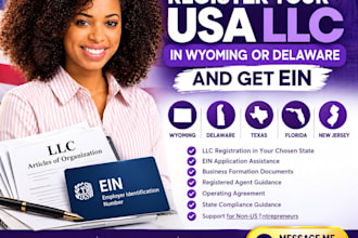 register USA llc in wyoming, delaware, new jersey, ein for non US residents
