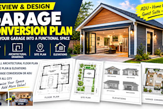 review garage conversion plan, garage design, architectural drawings