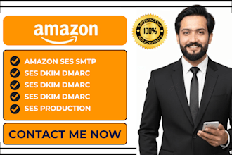 setup amazon ses SMTP dkim dmarc sandbox production access request