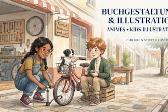erstelle animes, kids illustration, children story und buchgestaltung