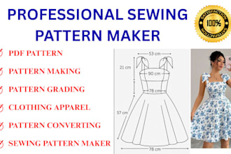 do garment sewing pattern, grading, digital clothing, PDF pattern and tech pack