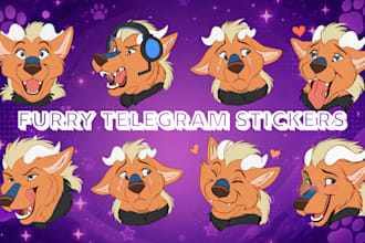 do animated furry sticker furry art furry telegram sticker fursona con badge