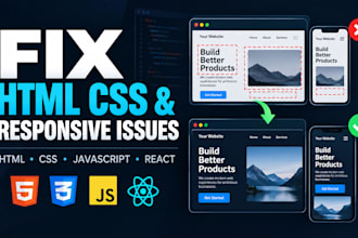 fix HTML CSS bugs and responsive website issues