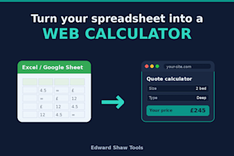 convert your excel or google sheet into a web calculator