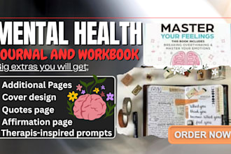 do mental health journal, formatting and publishing on KDP, etsy ebook, workbook