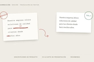 corregir y traducir tus textos en español o inglés