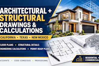 architectural structural engineering drawings calculations for california, texas