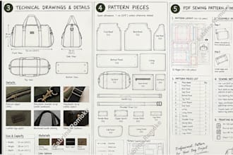 design your bag, handbag, backpack, luggage, wallet, and make a tech pack