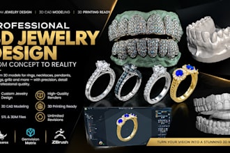 design custom 3d grillz and teeth jewelry cad models for 3d printing