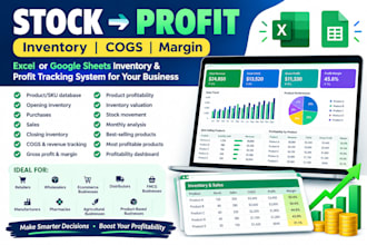 build an excel, google sheets inventory and profit tracking system for business