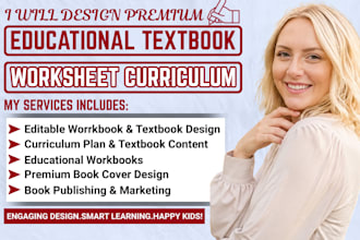 design educational textbook, workbook, worksheet curriculum, educational layout