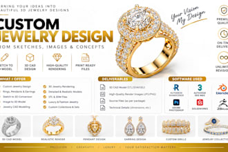 create photorealistic 3d jewelry rendering, 3d cad  and product visualization