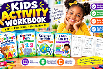 design kids activity workbook children ebook interior for amazon KDP, printable