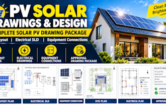 provide pv solar drawings, solar plans, layouts and electrical drawings
