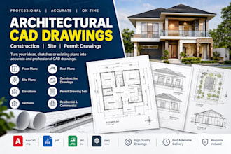 create architectural cad construction site and permit drawings